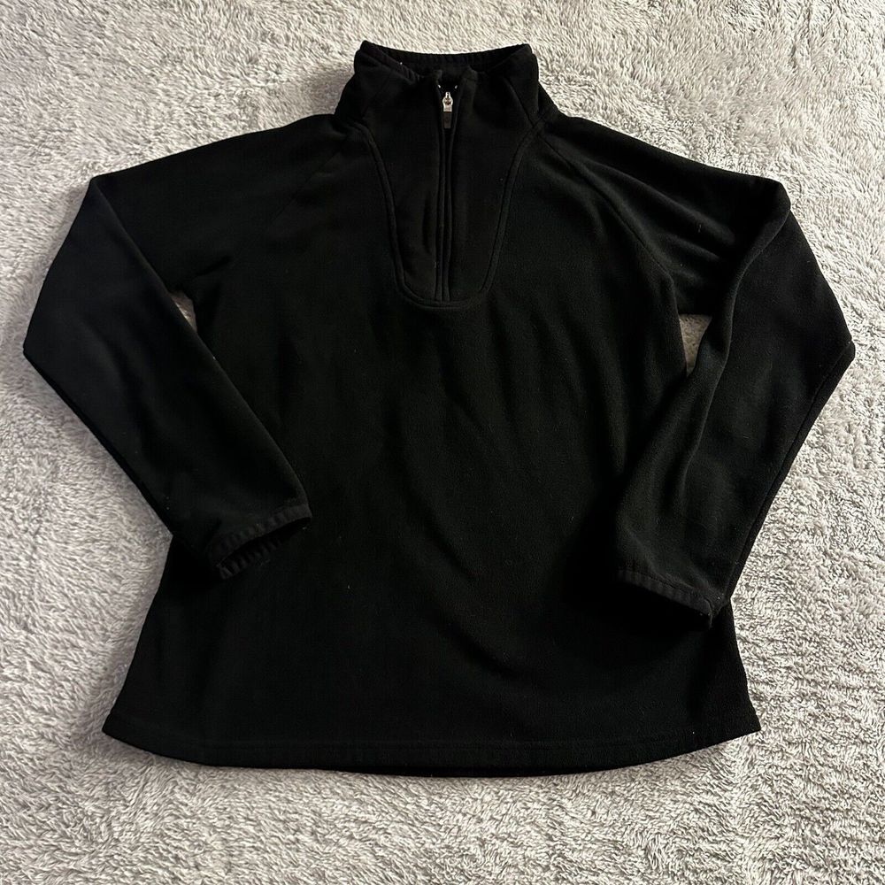 Eddie‎ Bauer Fleece Sweater Mens Small 1/4 Zip Pull Over Black Sweatshirt